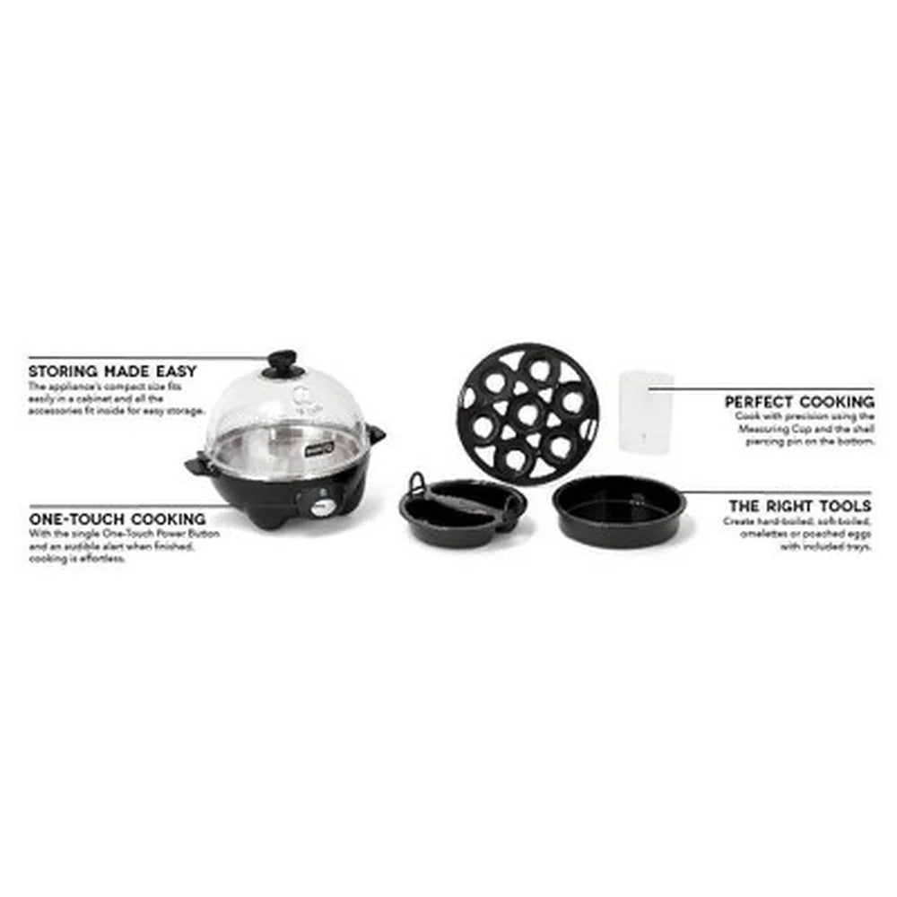 7 Egg Electric Cooker Automatic Shut Off Nonstick Omelette Poaching Tray Dishwasher Safe Compact Kitchen Appliance Boiled Eggs