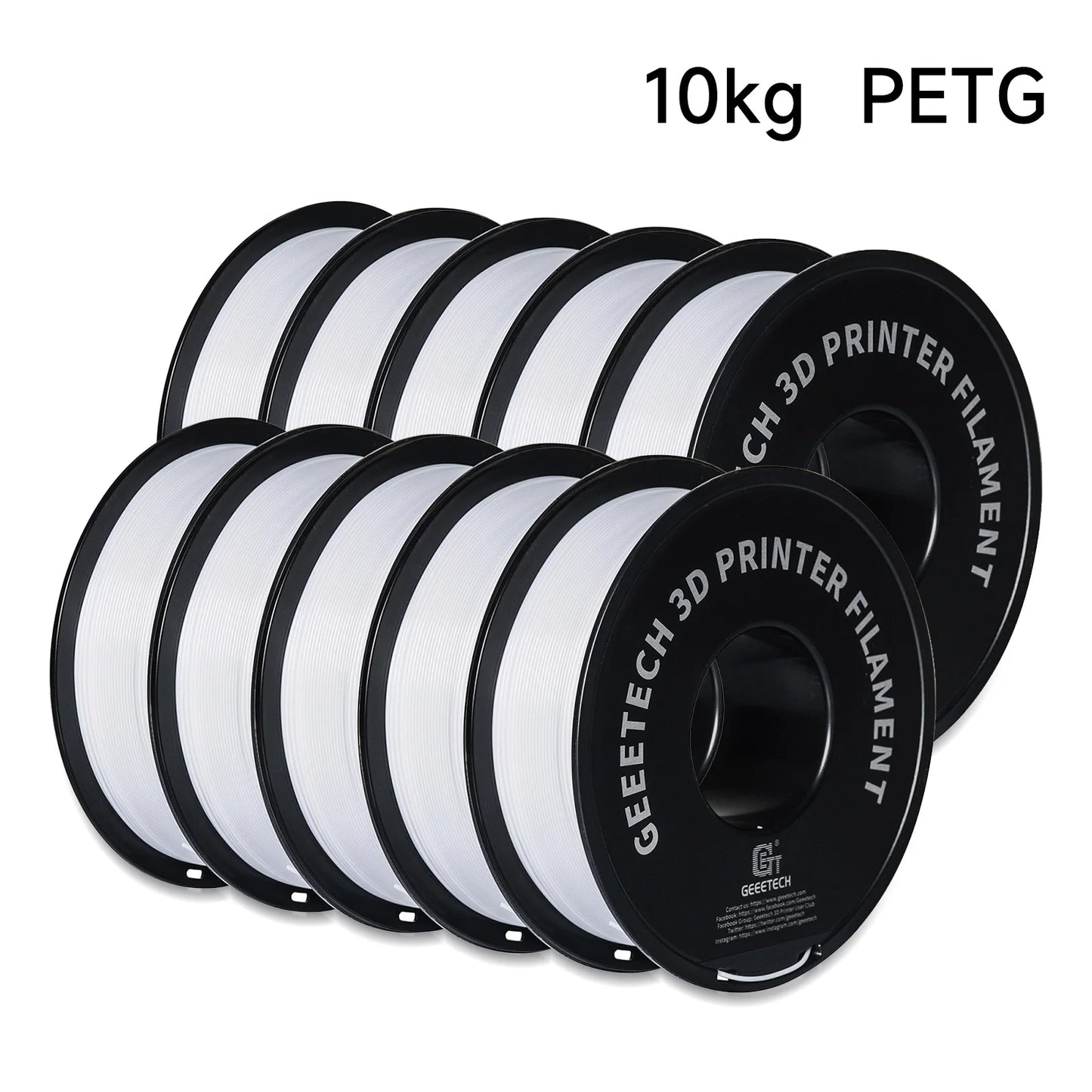 PETG 10kg 1.75mm Filament 3d print wire Vacuum Packaging Local Warehouses Colorful Plastic for most FDM 3D printer