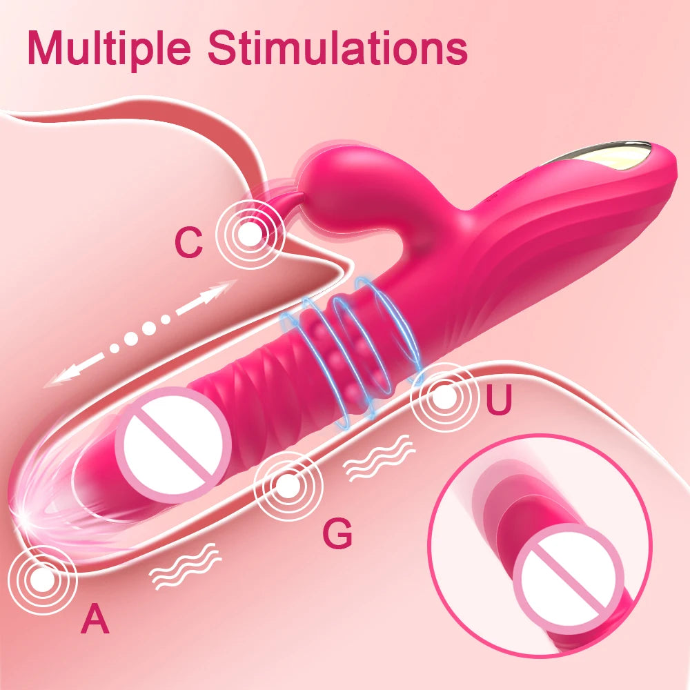 Rabbit Vibrator, Telescopic Vibration G Spot, Clitoris Stimulator, Dildo Vibrators, Female Nipple ,Masturbation Sex Toys for Women