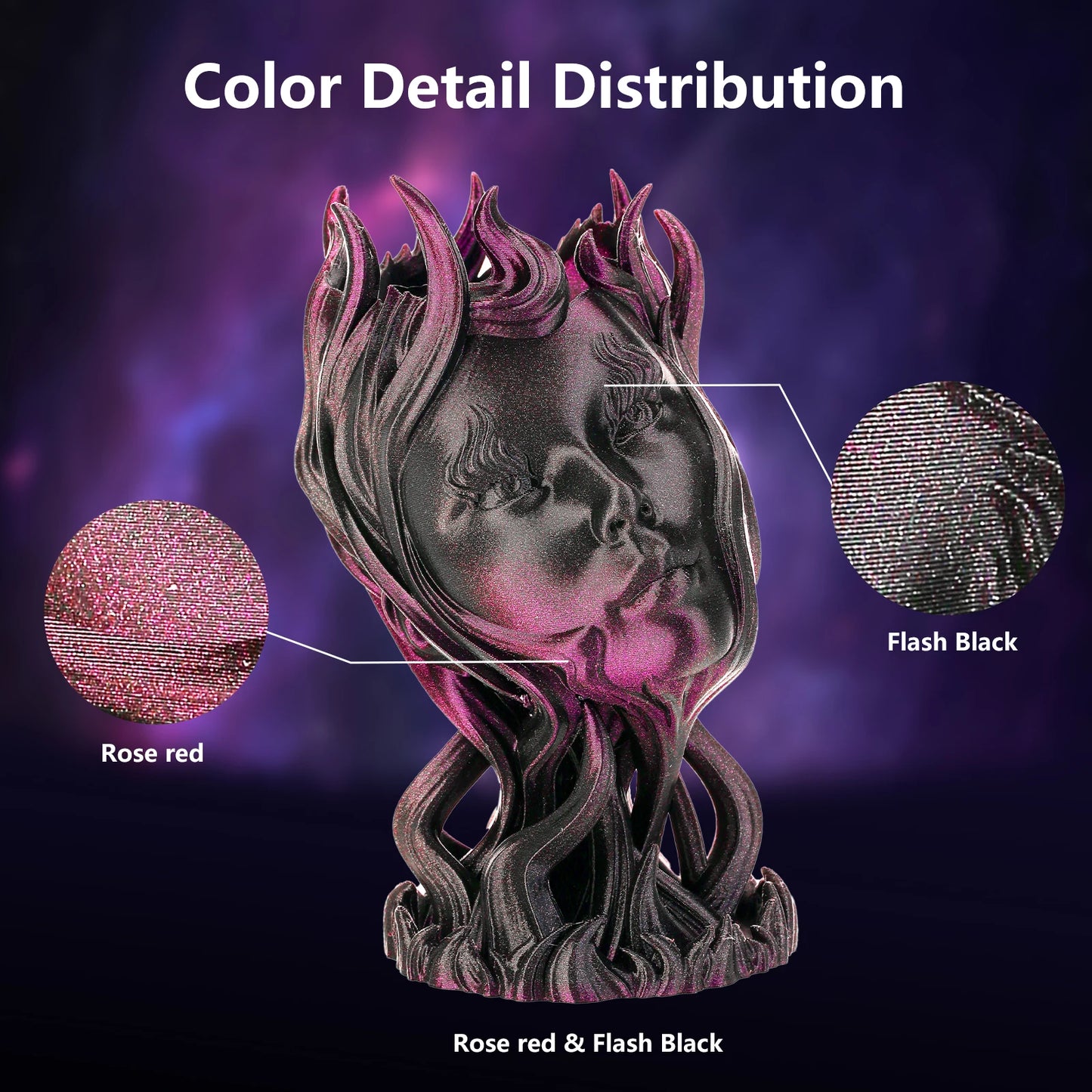 Clearance Burnt Titanium Rainbow PLA Filament 3D Printer 1.75mm +/-0.03mm, 1kg(2.2LBS)/Spool