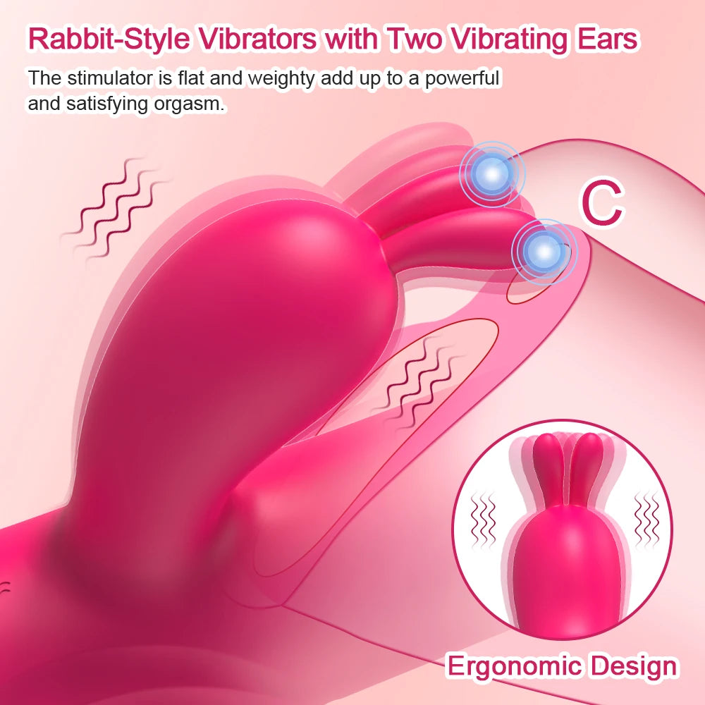 Rabbit Vibrator, Telescopic Vibration G Spot, Clitoris Stimulator, Dildo Vibrators, Female Nipple ,Masturbation Sex Toys for Women