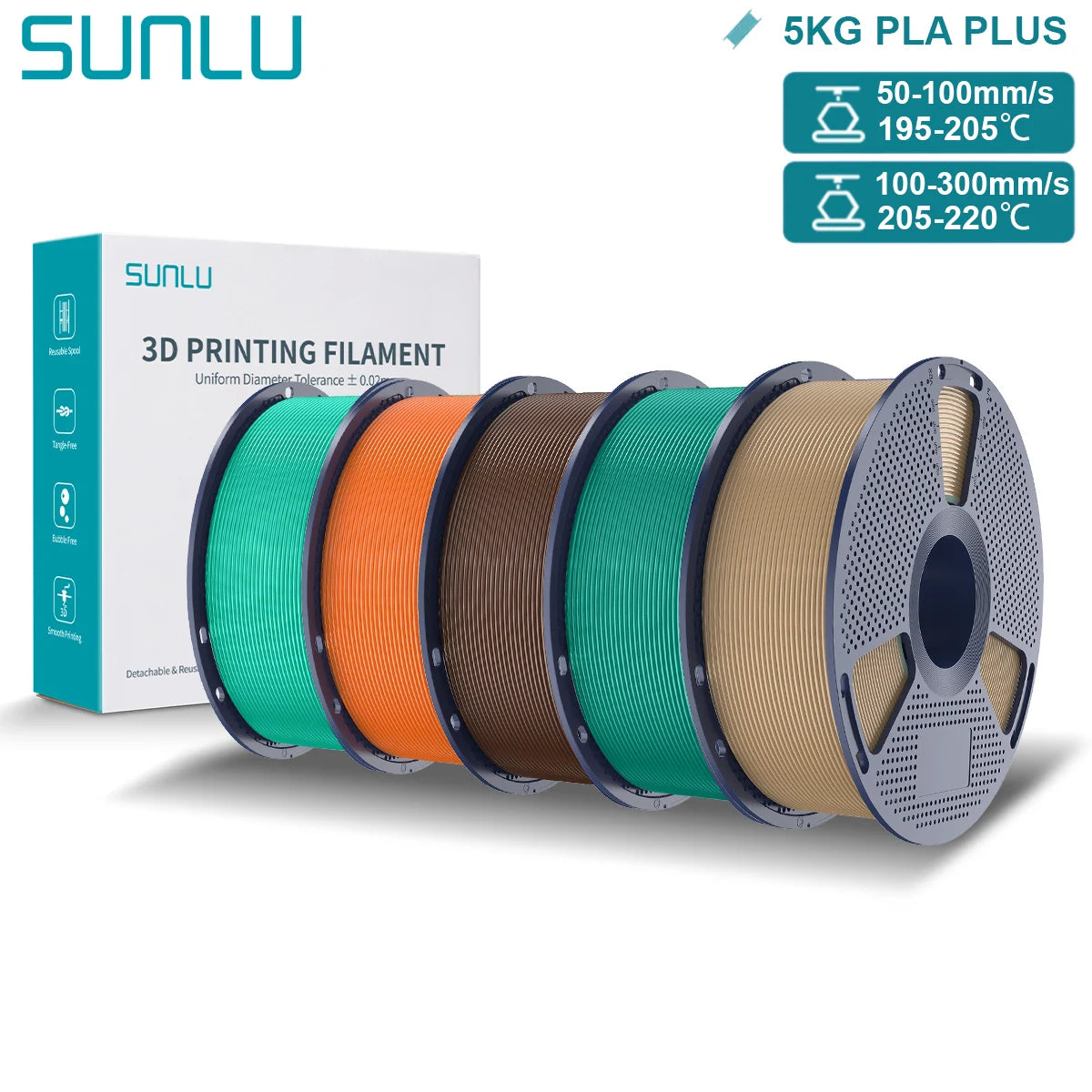Pla Plus 3D Filament 1.75mm Good Toughness Multicolor Neatly Wound PLA+ Filaments for FDM 3D Printing Materials 5KG