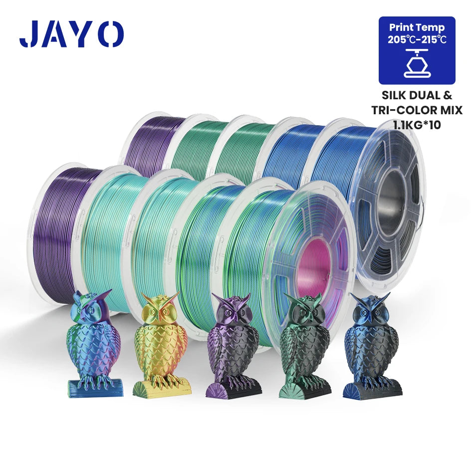 10Rolls SILK PLA+ 3D Filament, 1.75mm SILK PLA, Rainbow Filament for FDM 3D Printer, SILK Dual & Triple 3D Printing Materials