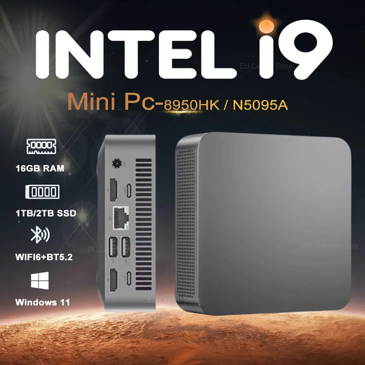 Portable i9 Mini PC Computer Windows 11 Intel Core i9 8950HK 16GB 1TB Gaming Computer Dual-Band WiFi 6-Core Mini Desktop PC