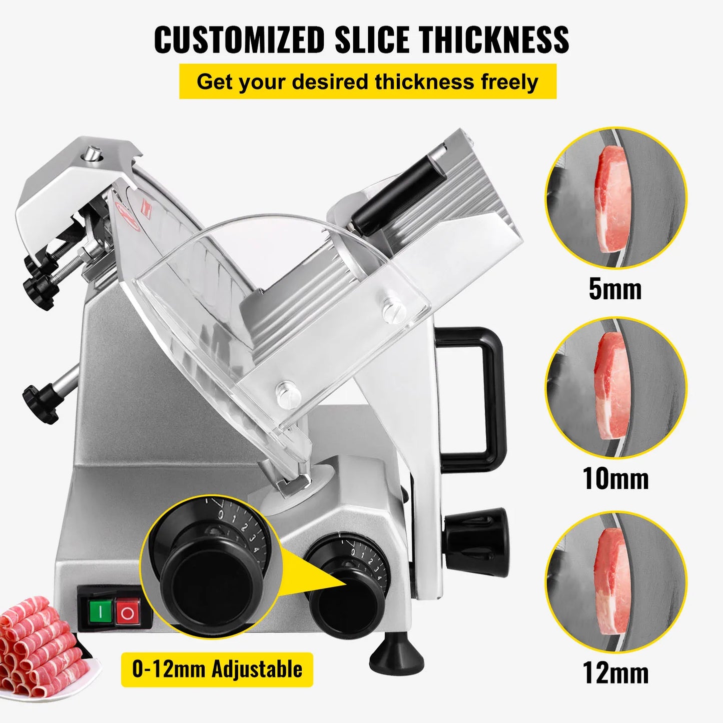 Meat Slicer 200W/240W/320W/340W Electric Deli Food Slicer Adjustable Thickness for Commercial Home Use Cut Meat Cheese