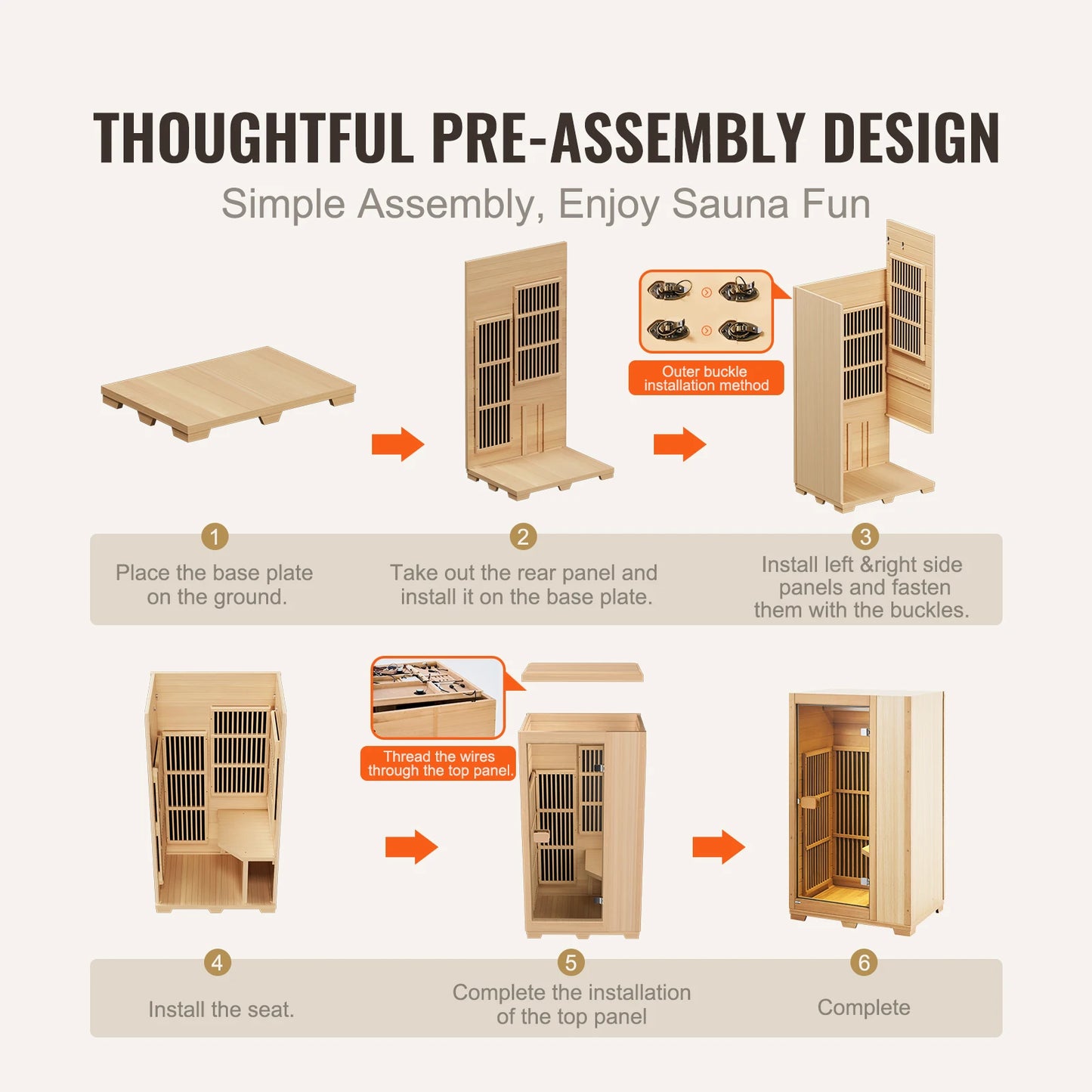 SucceBuy Far Infrared Wooden Sauna,  Room Home Sauna Spa for One Single Person, Low EMF Far Infrared Hemlock Wood  1140W Indoor