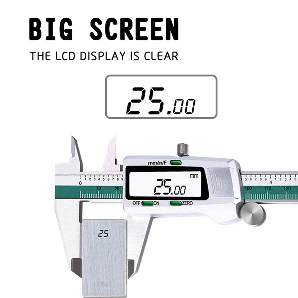 Stainless Steel High Accuracy, Electronic LCD Digital Display Slide Caliper, Vernier Ruler with Measuring Range of 0-150mm