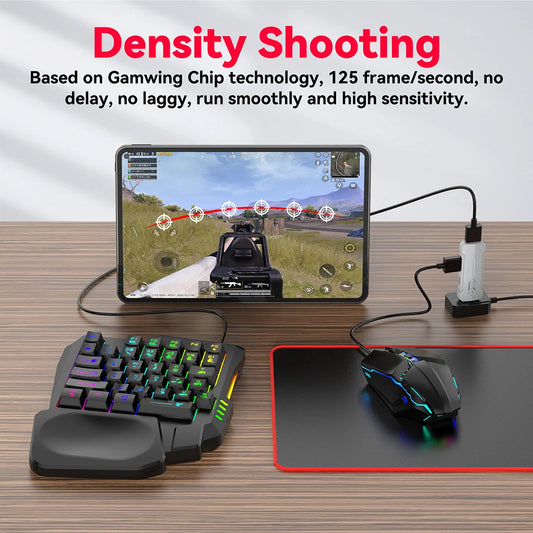 5in1 Mobile Game Converter Keyboard Mouse Gaming Set for PUBG Wired RGB Backlit Keyboard with Phone Holder for Gamer Accessories