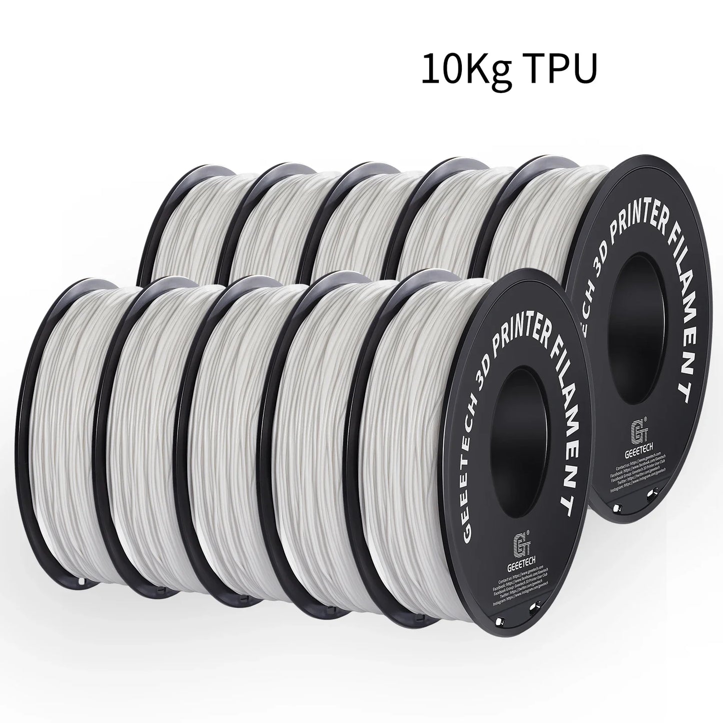10Kg TPU 3D Printer Filament material 1kg 2.2LBS/Spool 1.75mm Plastic Vacuum Packaging Non-Toxic Shore Hardness 95A