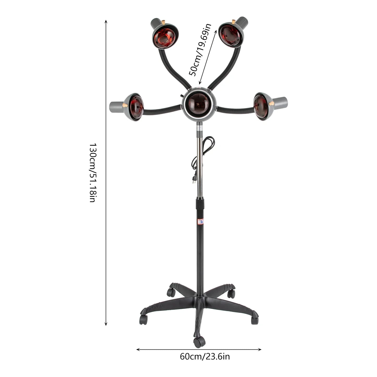 5 Head Infrared Light Heat Therapy Red Lamp Salon Hair Perming Dyeing Styling