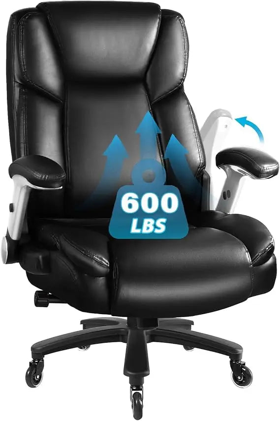600 lbs Big and Tall Office Chair, Ergonomic PU Leather Executive Comfy Desk Chair with Back Support, Heavy Duty Extra Wide Sea