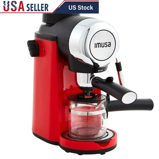 4 Cup Espresso Cappuccino Maker, 800W Electric Frothing Wand, Glass Carafe, Removable Drip Tray, Manual Operation, Kitchen Appliance