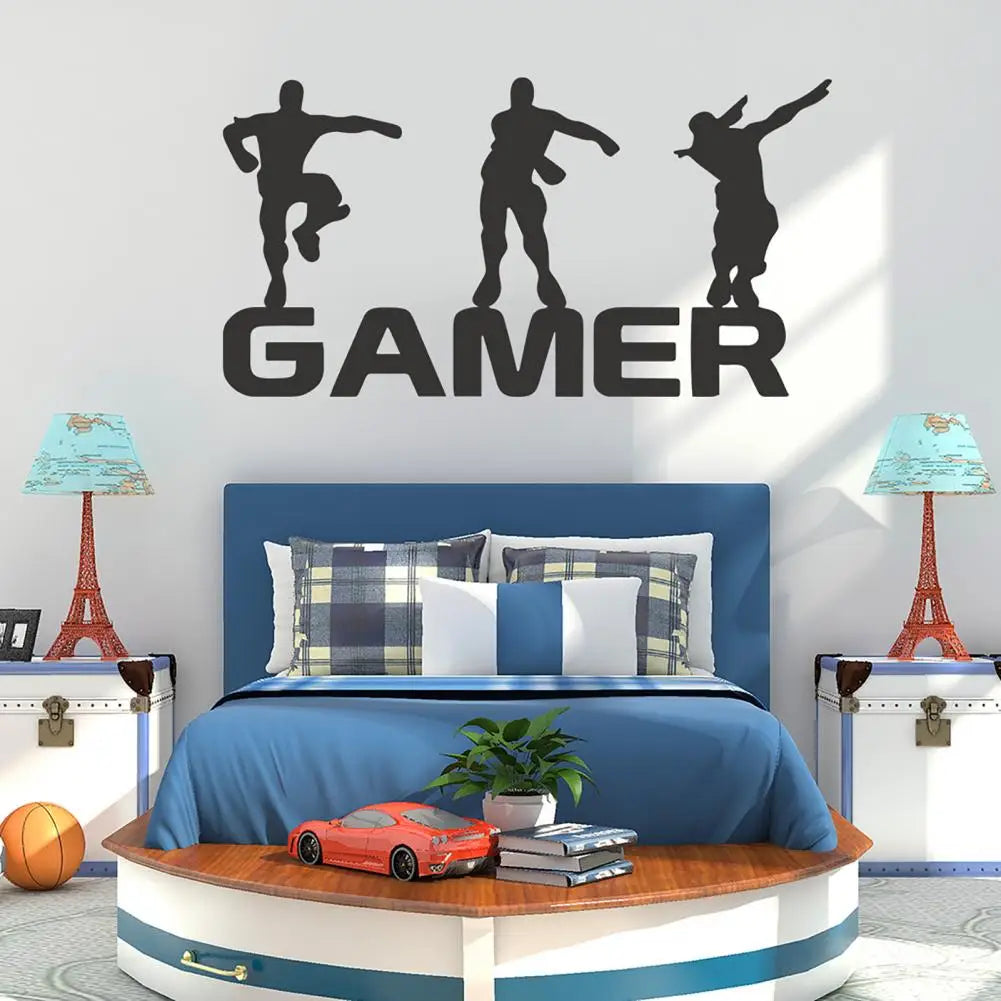 Wall Sticker Ornamental Creative Eco-friendly Letter Gamer Design Self-adhesive Wall Decal for Gift