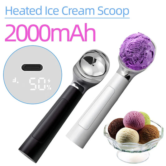 Rechargeable Heated Ice Cream Scoop Adjust Temperature Rapid Heating Preheat Yogurt Spoon Home Kitchen Multifunctional Gadgets