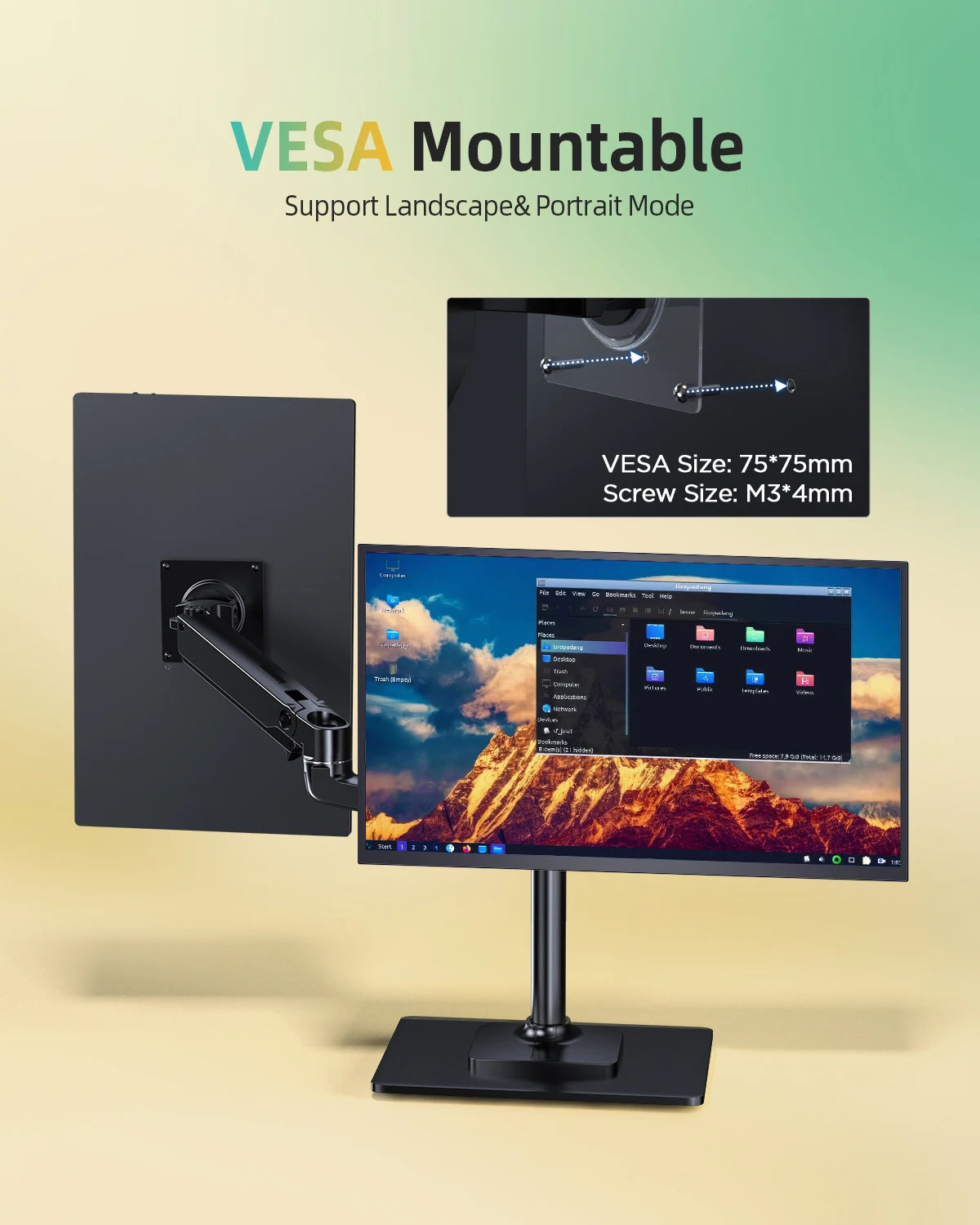 22”2560*1440  Portable Gaming Monitor 16:9 Laptop Extend Travel Computer Screen Mini PC Eye Care LED Display With VESA