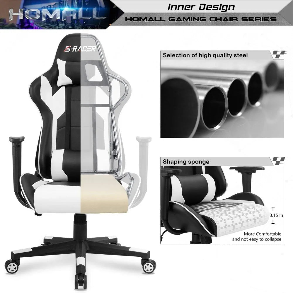 Gaming Chair, Office Chair High Back Computer Chair Leather Desk Chair Racing Executive Ergonomic Adjustable Swivel Task Chair