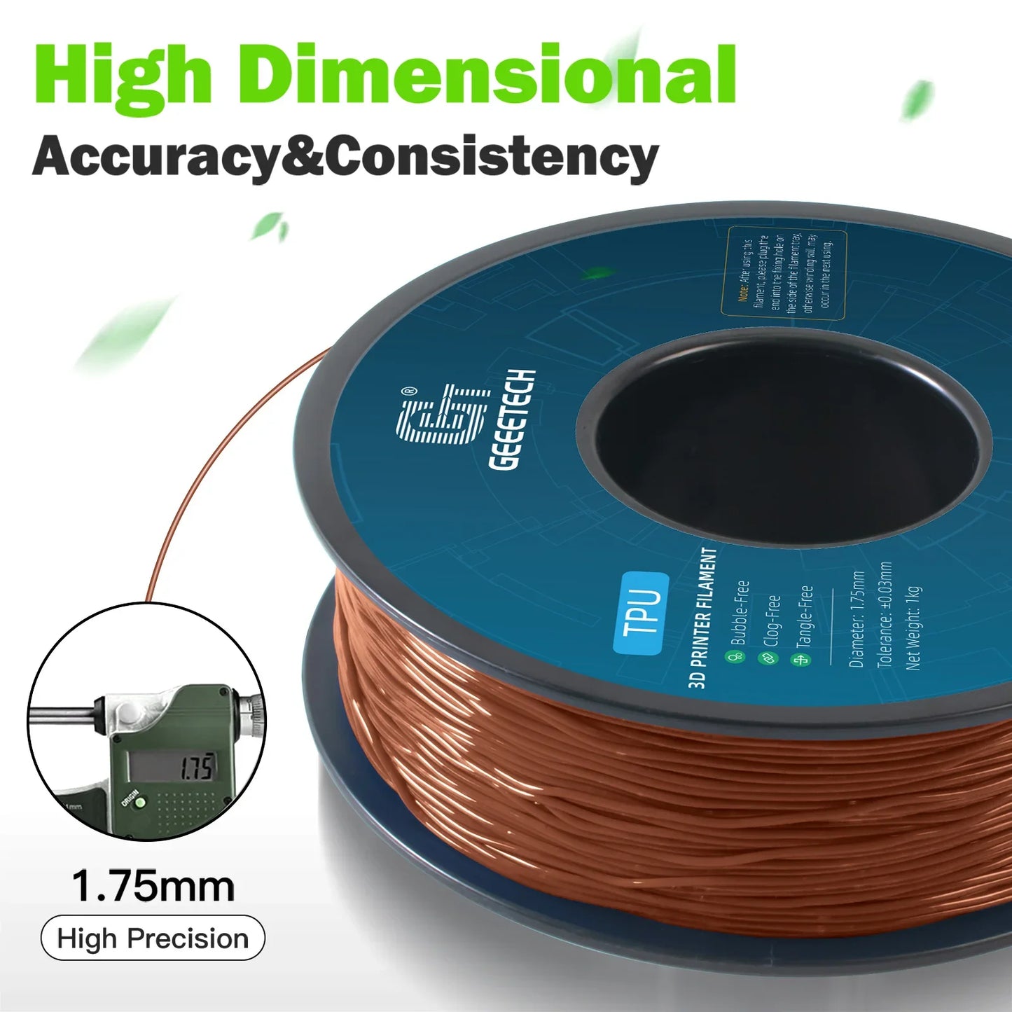 10Kg TPU 3D Printer Filament material 1kg 2.2LBS/Spool 1.75mm Plastic Vacuum Packaging Non-Toxic Shore Hardness 95A