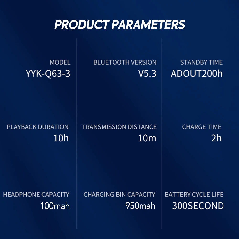 Bluetooth 5.3 Wireless Earbuds with Mic IPX7 Waterproof 200H Earphones with Hooks for Sports Running Workout Gym