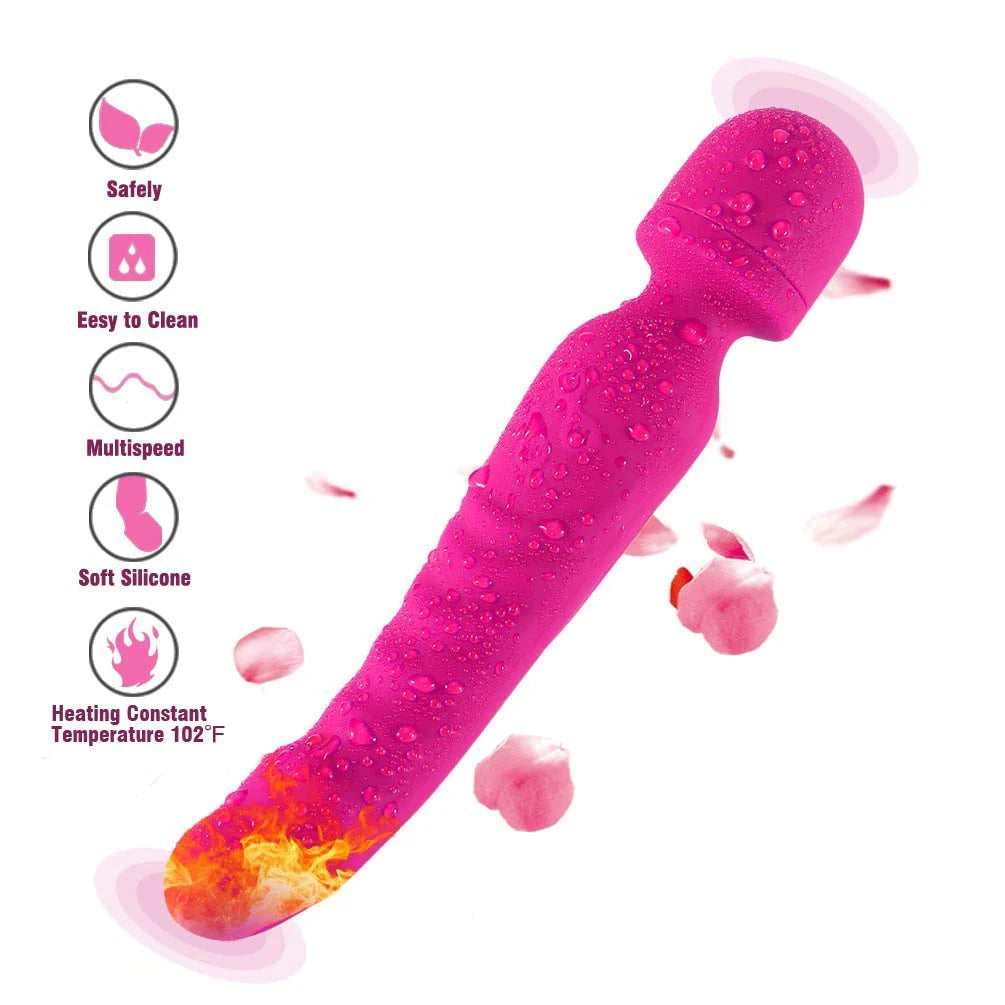 Dildo Vibrator 360° Rotation AV Heating Vibrator Magic Wand Clitoris Stimulator Female G-Spot Massager Adult Sex Toy for Women