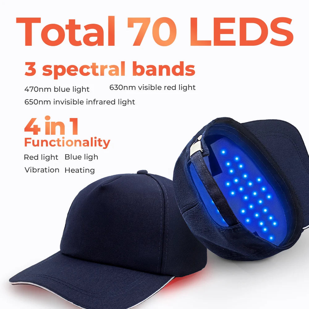 Red Light Therapy Hair Growth Cap, Capacete LED Light Haircare Therapy Hair Grow Light Activate Hair Follicles Led Lights 650nm