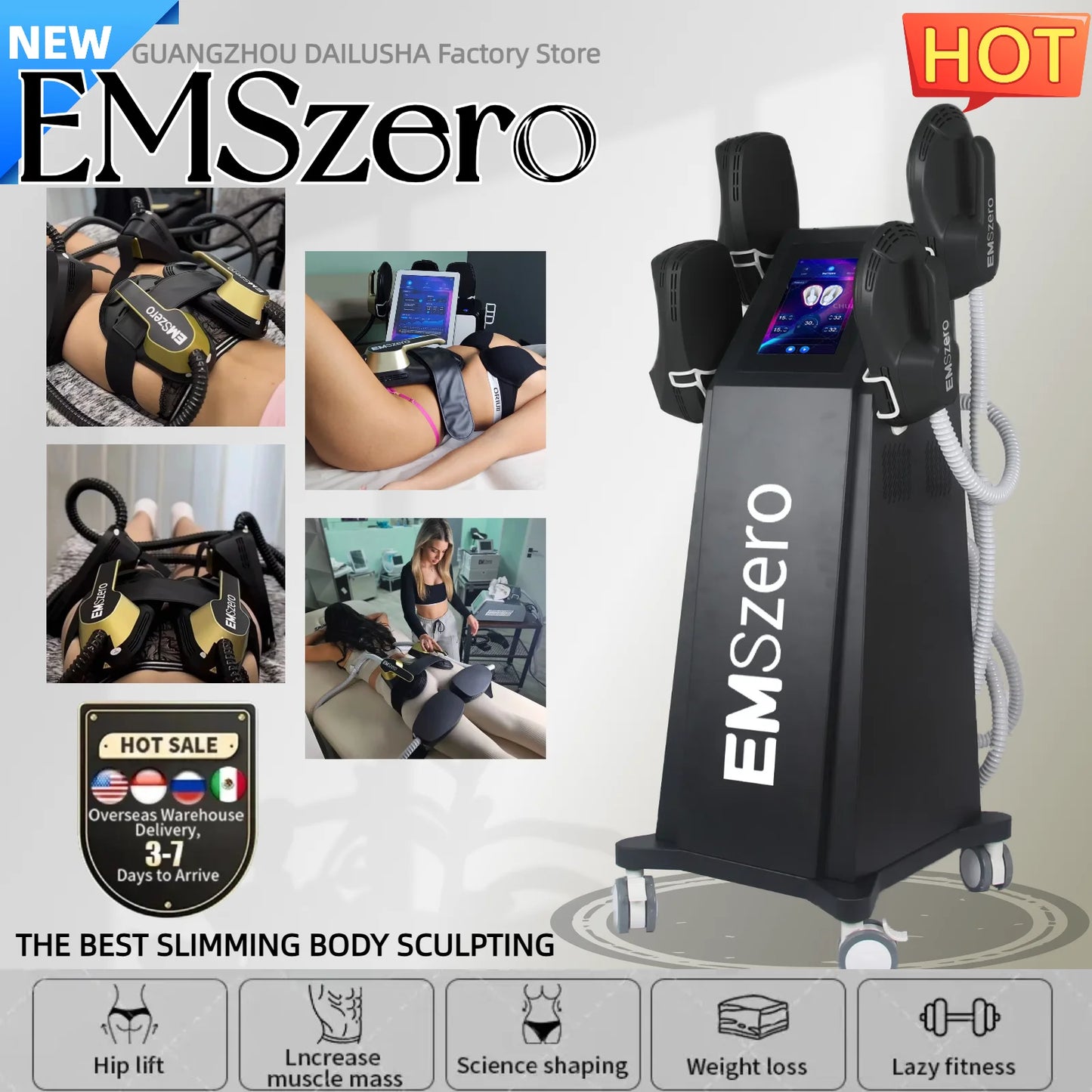 High Intensity, Vibration Pulse Electromagnetic Body Shaping, Professional Muscle Growth, and Fat Burning Machine