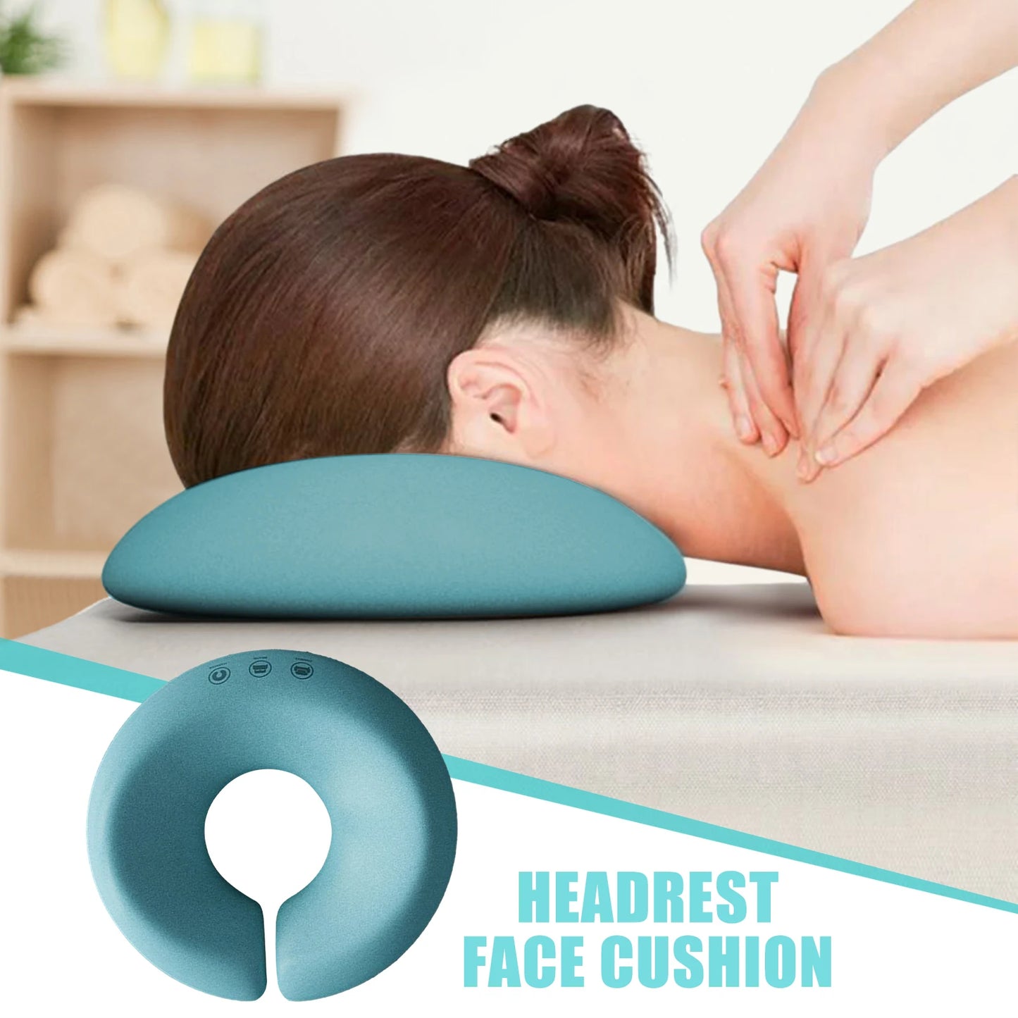 11.3x2.9in U-Shape Massage Face Pillow, Breathable Sponge Support Multipurpose U Shaped Neck Cushion for Spa Relaxation