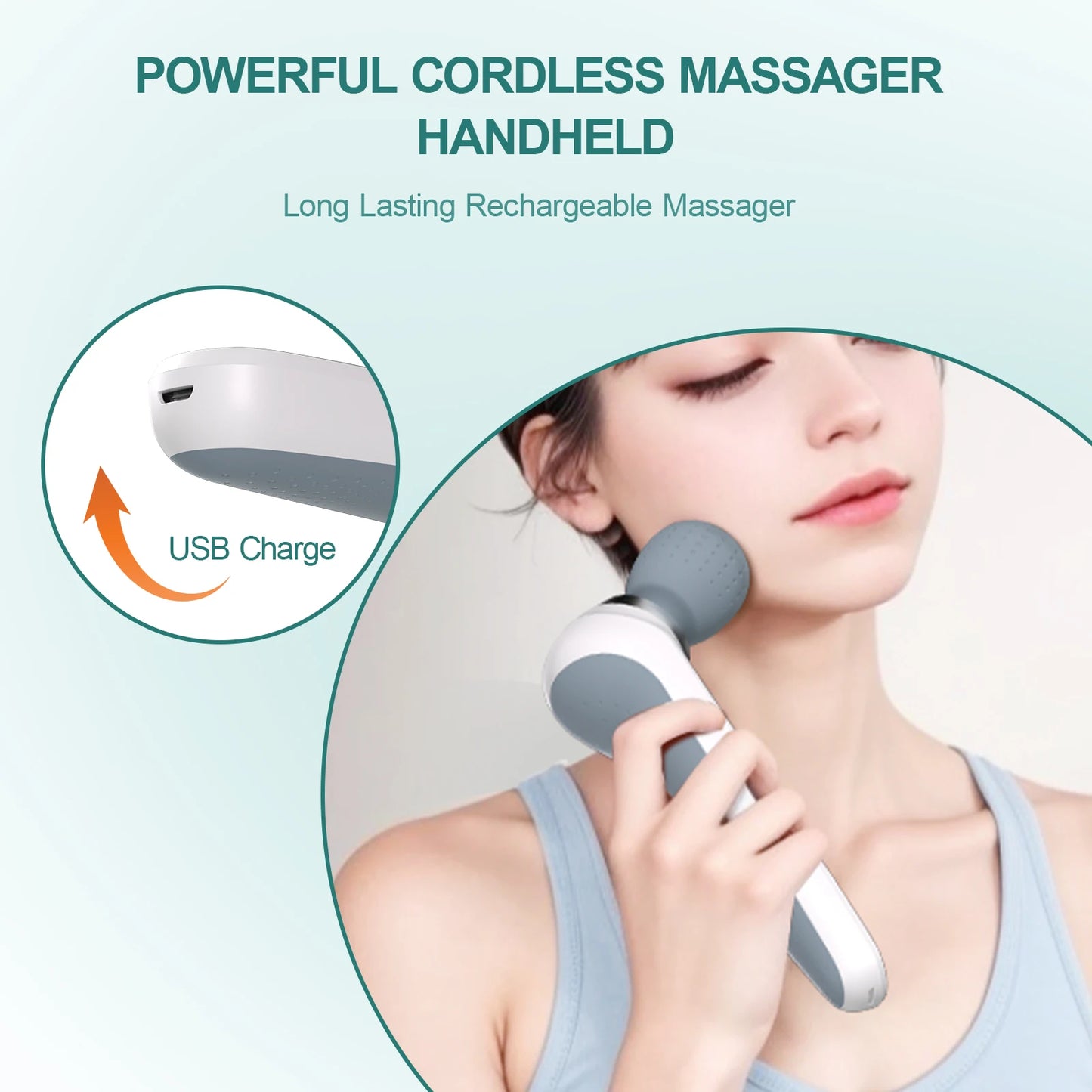 Cordless Rechargeable Vibrating Personal Massager for Women, Electric Handheld Back Massager, Powerful, Waterproof, Great Gifts