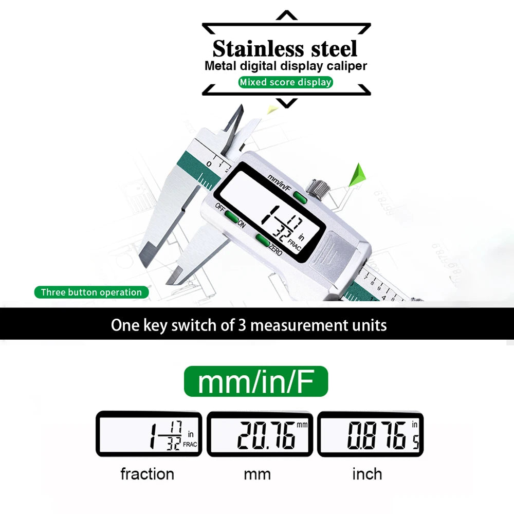 Stainless Steel High Accuracy, Electronic LCD Digital Display Slide Caliper, Vernier Ruler with Measuring Range of 0-150mm