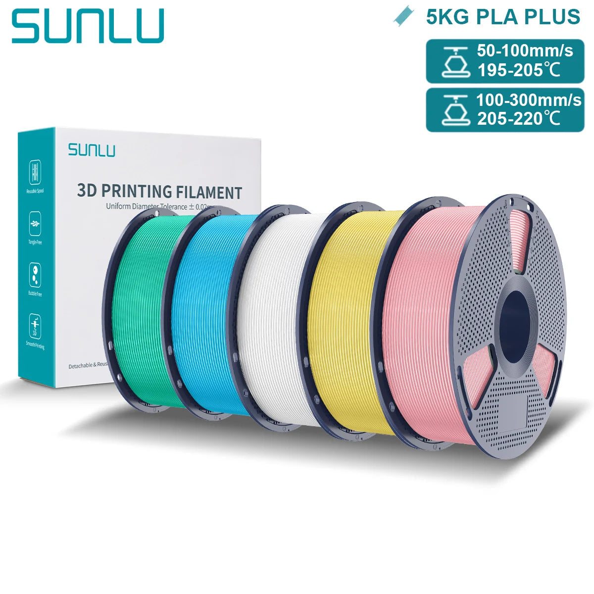 Pla Plus 3D Filament 1.75mm Good Toughness Multicolor Neatly Wound PLA+ Filaments for FDM 3D Printing Materials 5KG