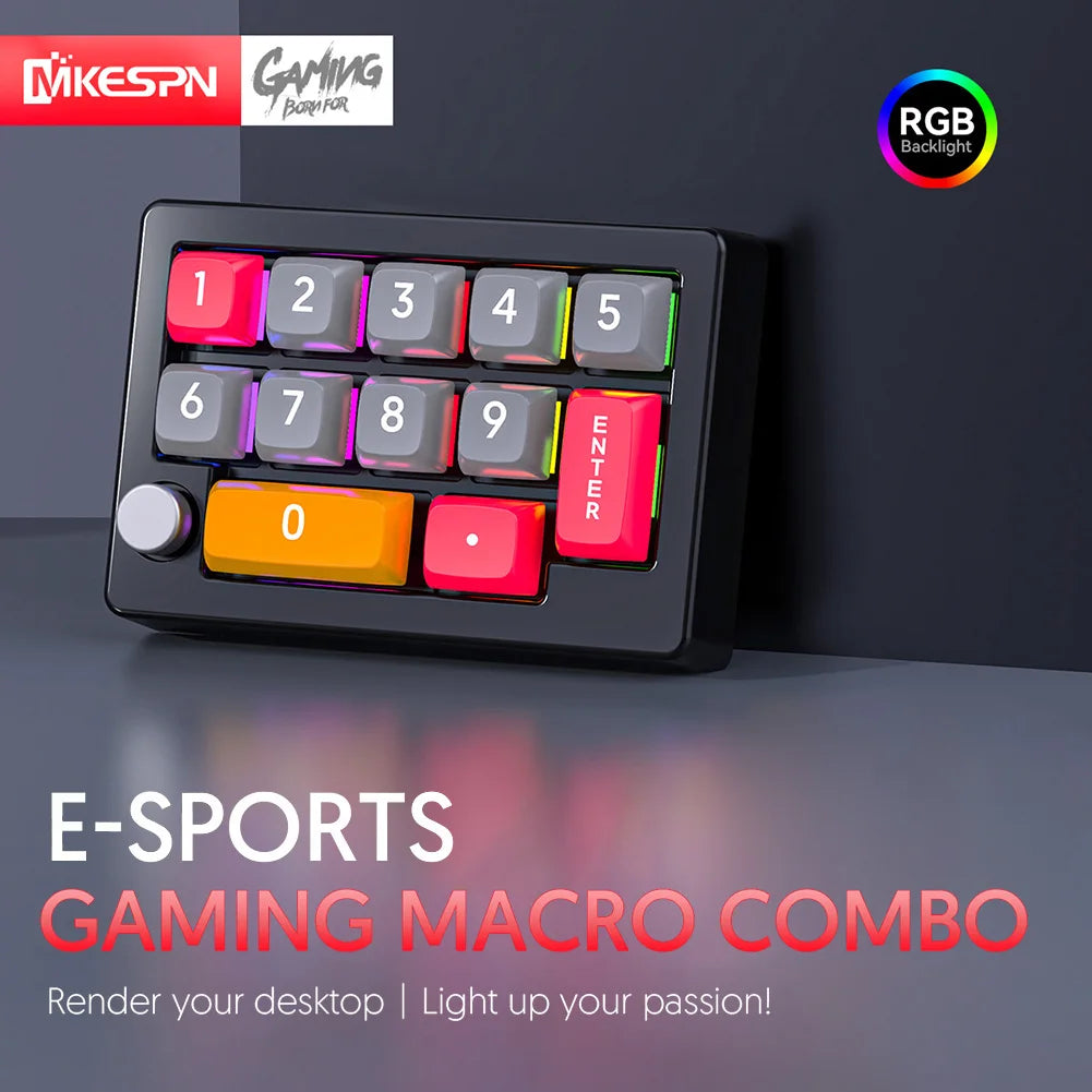 13 Key Macro Programmable Fully Hot Swappable Mechanical Switch 12 RGB Lighting Effects Gaming Mini Keyboard