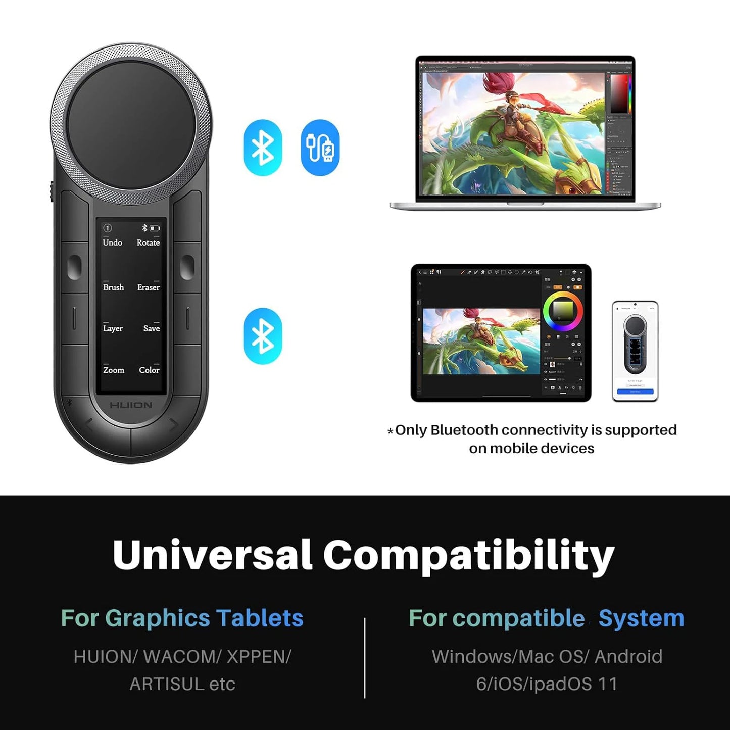 Keydial Remote Wireless Mini Keyboard K40 Dual-channel Bluetooth 5.0 Connectivity Dual-dial Controller 8 Programmable Keys