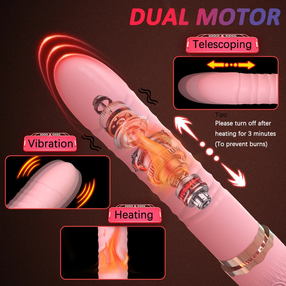 Dual motor, Realistic Thrusting Dildo, Vibrator With Heating,10 mode Sex Toys  Vibrator Clitoral Stimulator For Anal Stimulation