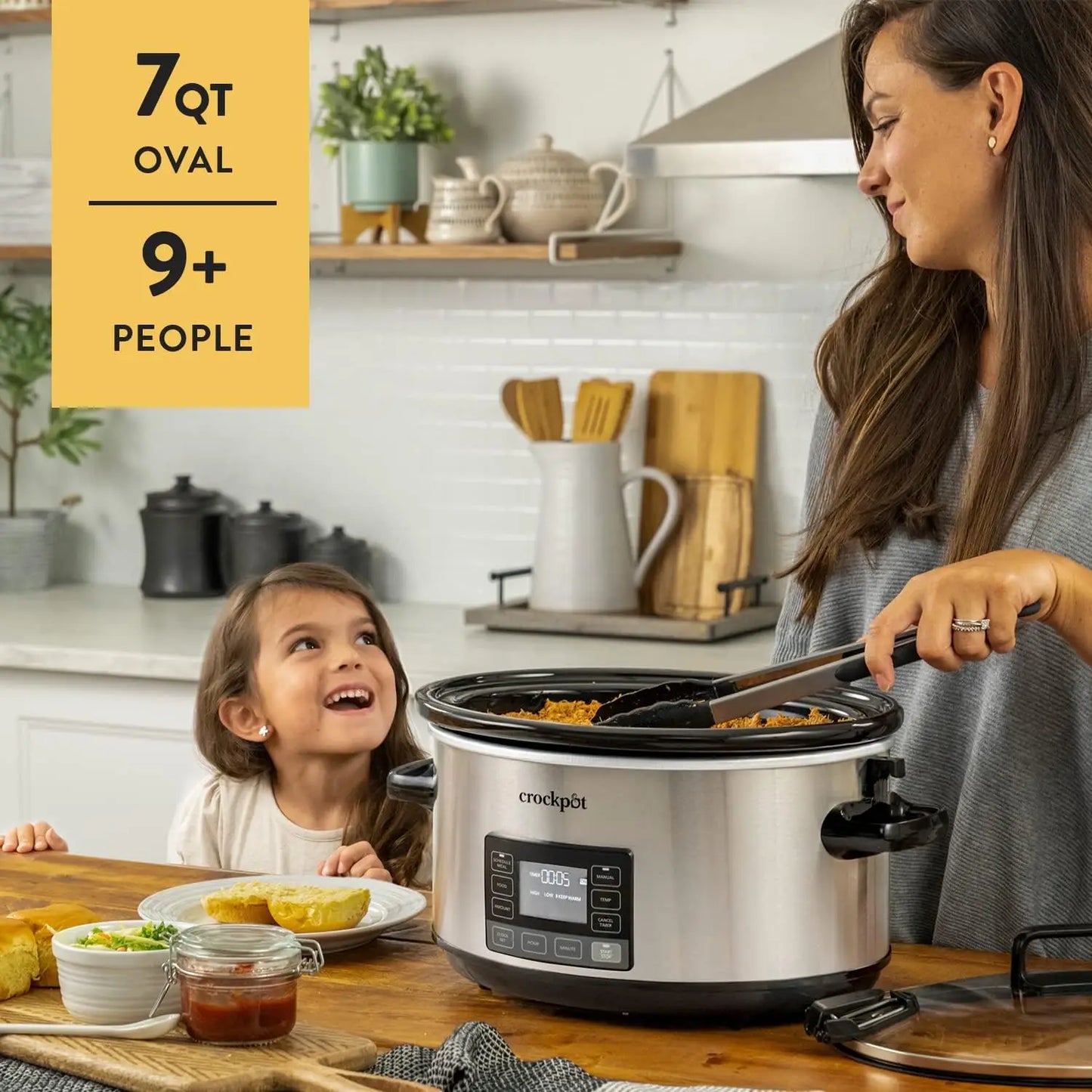 7-Quart Slow Cooker, Portable Programmable with Timer, Locking Lid, Stainless Steel; an Essential Kitchen Appliance, Perfect for large groups