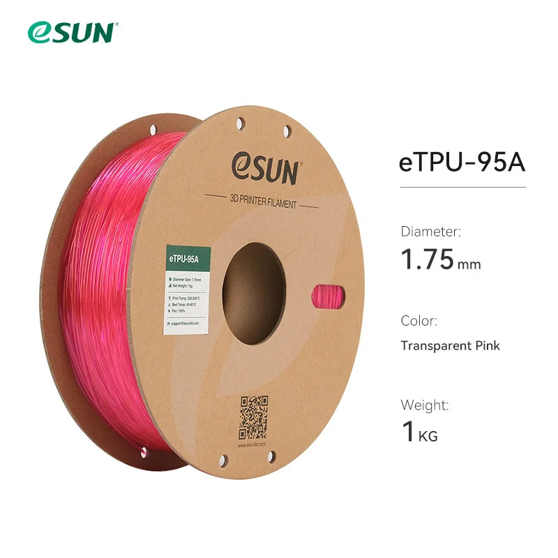 Flexible TPU Filament 1.75mm,TPU 95A 3D Printer Filament 1KG 2.2 LBS Spool 3D Printing Material TPU 95A  For 3D Printers
