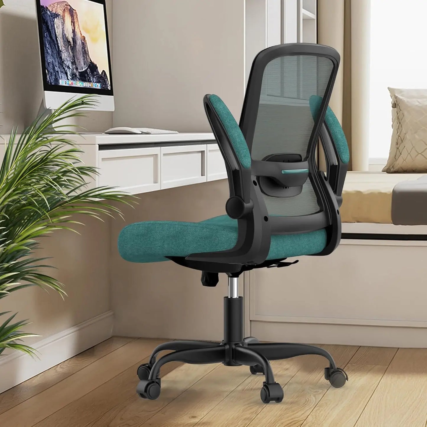 Office Chair, Ergonomic Desk Chair with Adjustable Lumbar Support, High Back Mesh Computer Chair with Flip-up Armrests