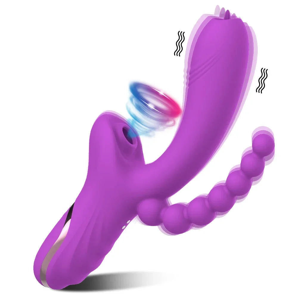 3 in 1 Clit Sucker Dildo Vibrator for Women, Clitoris Stimulator, G Spot Tongue Licking Vacuum Massager Sex Toys Adult Goods 18+