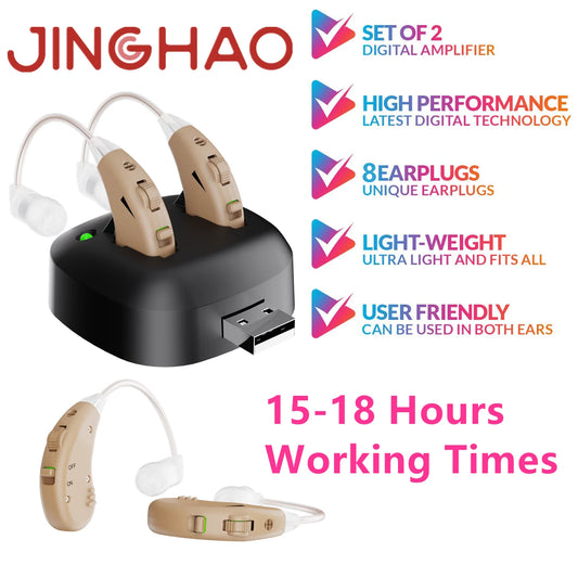 Rechargeable Hearing Aids BTE Ear Aids Hearing Amplifier Behind The Ear Sound Enhance Device Local Stock