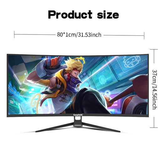 Monitor 34'' 144Hz Bandfish Screen Curved 1500R Gaming Bezel-less Slim 400HDR Nits 100% SRGB Wide Color Gamut FAsT VA Te
