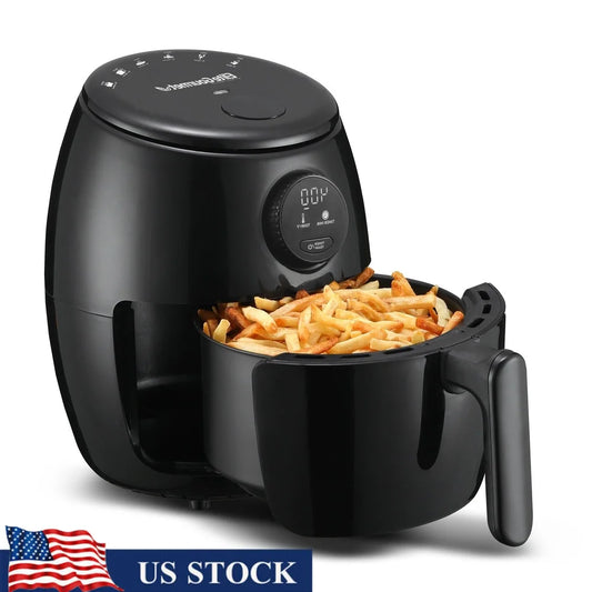 Compact 2Qt Air Fryer Healthy Cooking with Adjustable Temp Time Control Non-Stick Pan Fast Cooking Guilt-Free Frying Easy