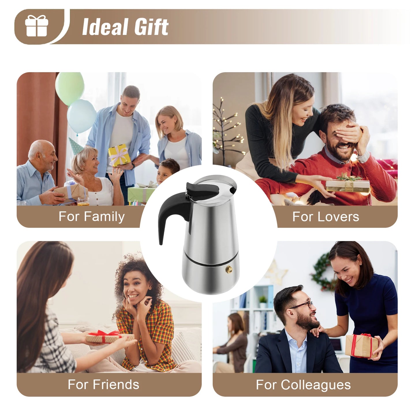 Stainless Steel Coffee Pot, Stovetop Espresso Maker, Percolator Italian Coffee Maker, 200ml/7oz/4 cup W/Electric Stove