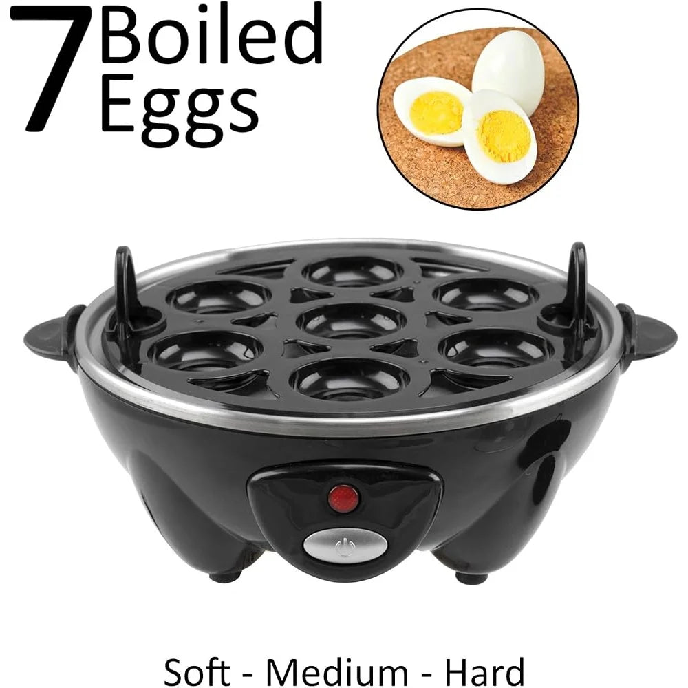 Electric Egg Cooker Automatic Shutoff 7 Egg Capacity Poacher Steamer One Touch Operation Boil Dry Protection Kitchen Appliance