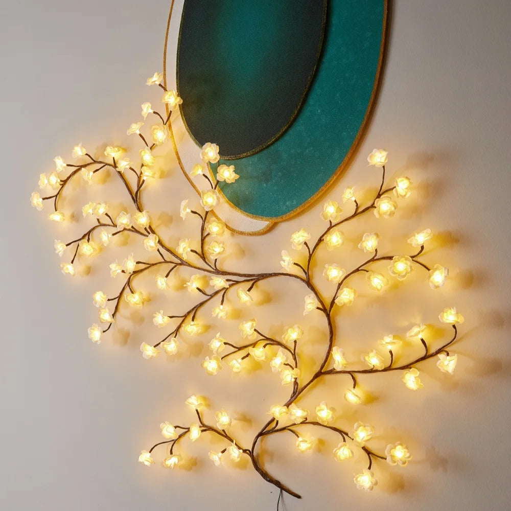 48/72/96/144LED Tree Branch Lamp USB Charging Vine Tree Light Strip Remote Control for Christmas Party Wall Decoration