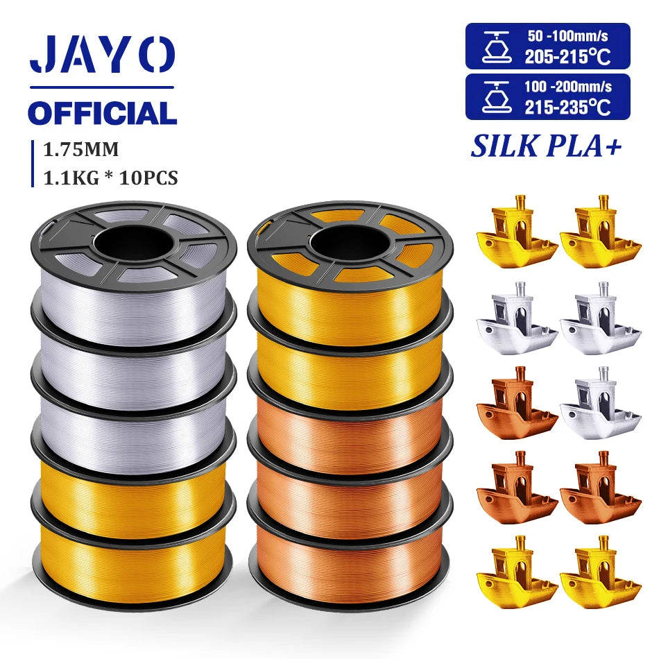 10Rolls SILK PLA+ 3D Filament, 1.75mm SILK PLA, Rainbow Filament for FDM 3D Printer, SILK Dual & Triple 3D Printing Materials