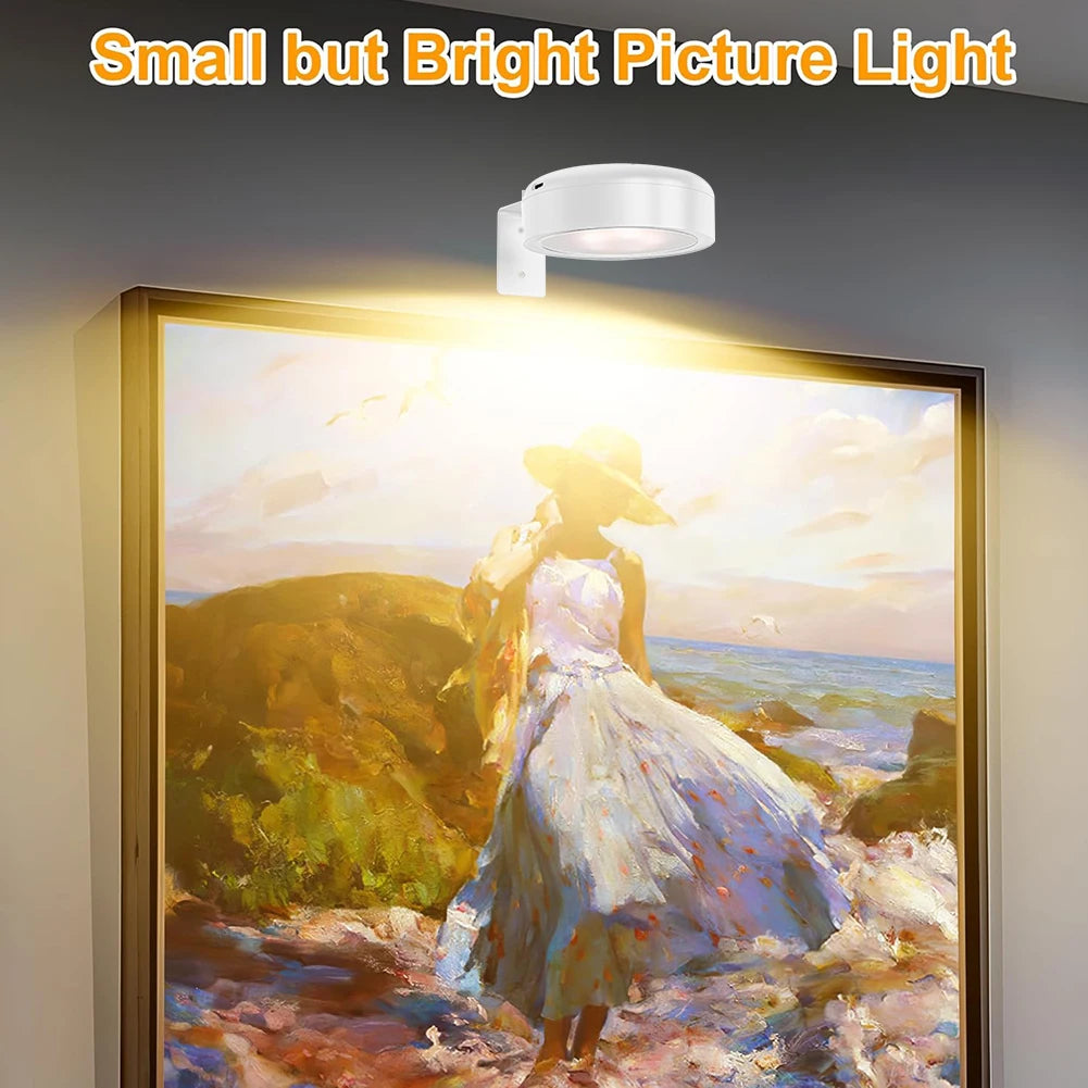 LED Light Magnetic Spotlight Rechargeable Wall Light Wireless Picture Light No Punch Reading Light Bedroom Bedside Light