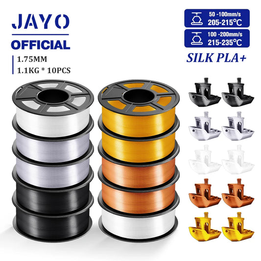 10Rolls SILK PLA+ 3D Filament, 1.75mm SILK PLA, Rainbow Filament for FDM 3D Printer, SILK Dual & Triple 3D Printing Materials