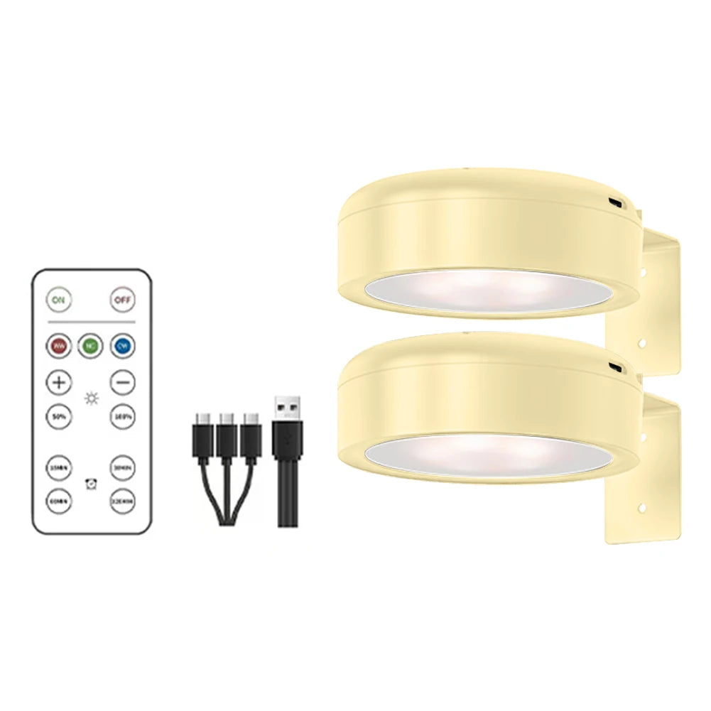 LED Light Magnetic Spotlight Rechargeable Wall Light Wireless Picture Light No Punch Reading Light Bedroom Bedside Light