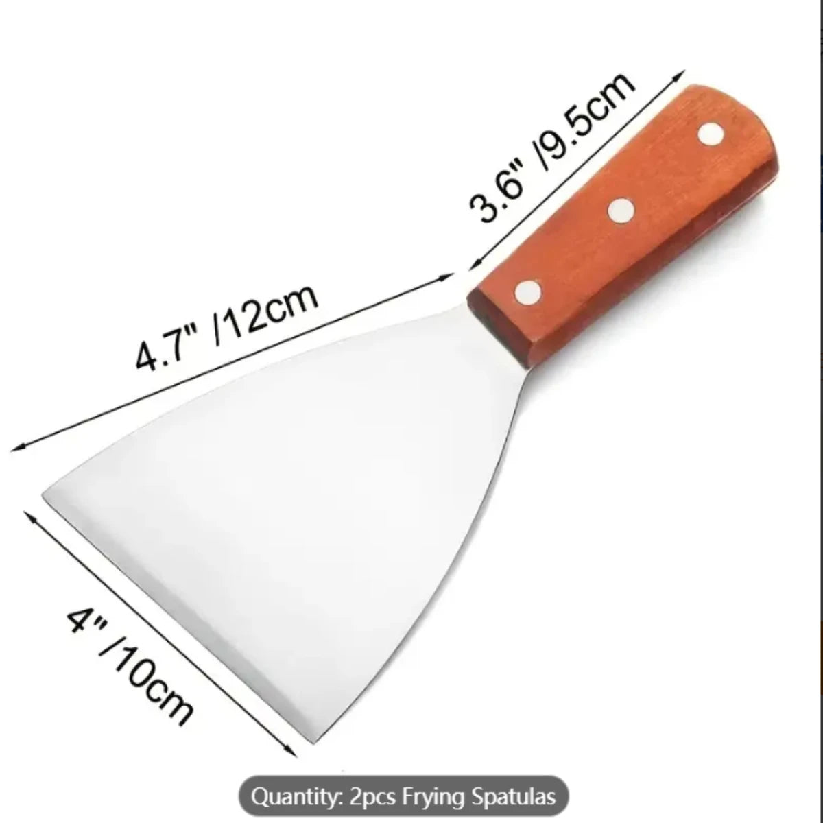 Premium 2-Piece Stainless Steel BBQ Spatula Set with Ergonomic Wood Handle for Grilling, Pizza, Steak, Griddle Cooking, Non-Slip