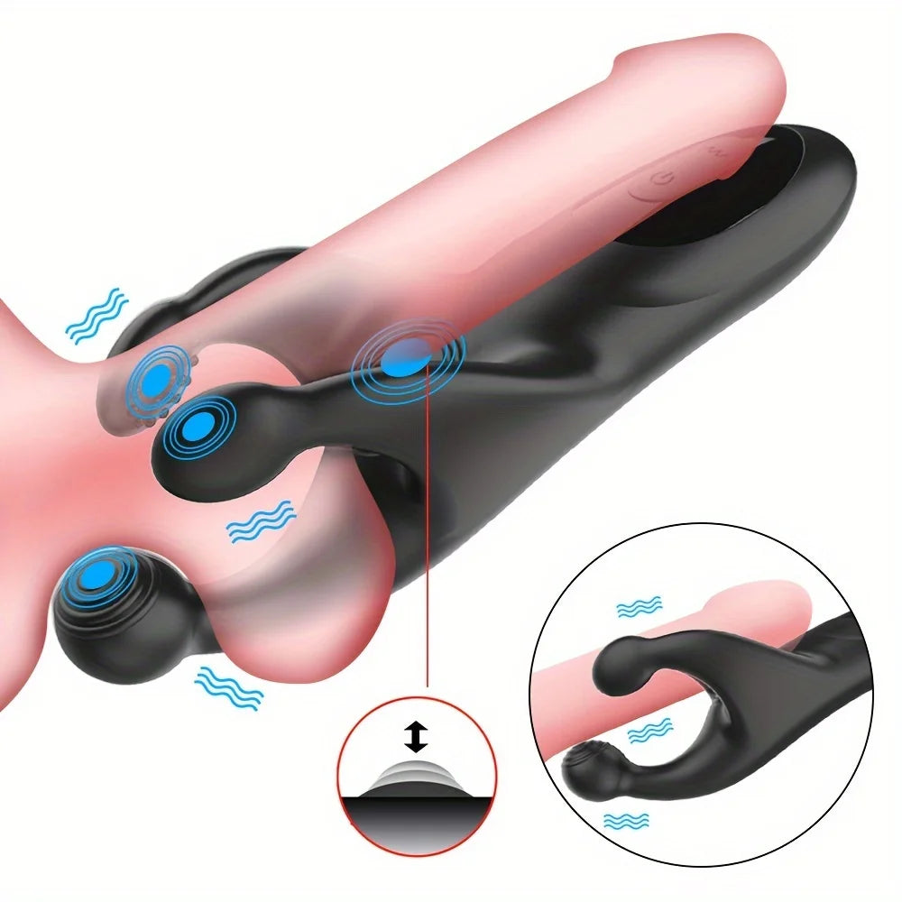 10 Frequency Vibrator for, Men Penis Delay Trainer, Exerciser Vibrating Glans, Stimulator Massager Male Sex Toy Adult Masturbator