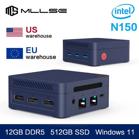 Pro Mini PC Intel Twin Lake N150 Processor LPDDR5 12GB RAM 512GB ROM Windows 11 Pro WiFi 5 BT5.2 Desktop Computer