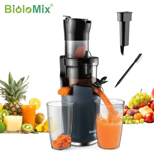 Cold Press Juicer with 78mm Feed Chute, 200W 40-65RPM Powerful Motor Slow Masticating Juice Extractor Fits Whole Fruits